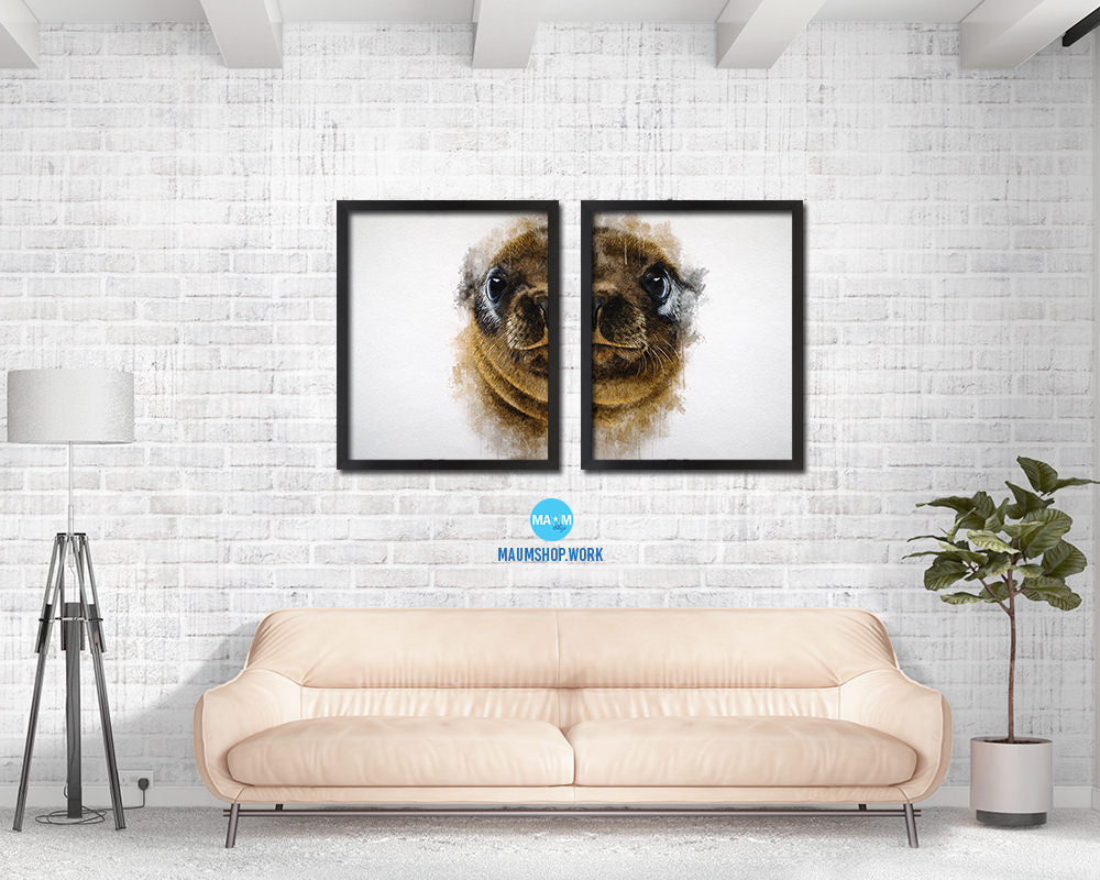 Sea Lion Animal Painting Print Framed Art Home Wall Decor Gifts