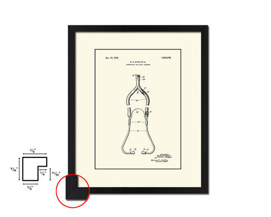 Tools Baird Stethoscope and Parts Doctor Vintage Patent Artwork Black Frame Print Gifts