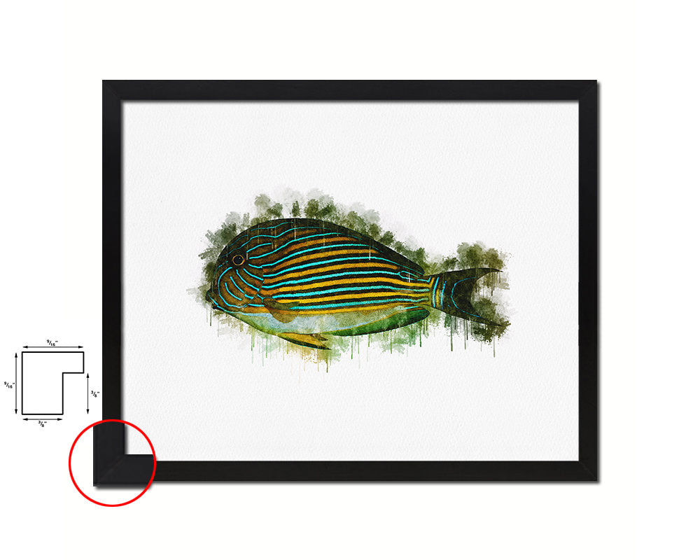 Tropical Fish Framed Print Modern Restaurant Sushi Bar Modern Watercolor Wall Art Decor