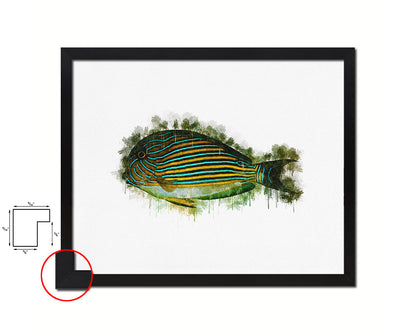 Tropical Fish Framed Print Modern Restaurant Sushi Bar Modern Watercolor Wall Art Decor