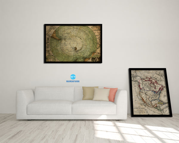 Antarctica South Pole 1872 Vintage Map Framed Print Art Wall Decor Gifts
