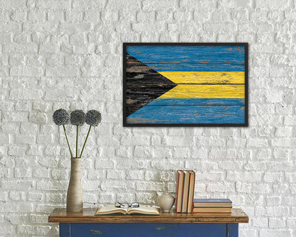 Bahama Country Wood Rustic National Flag Wood Framed Print Wall Art Decor Gifts