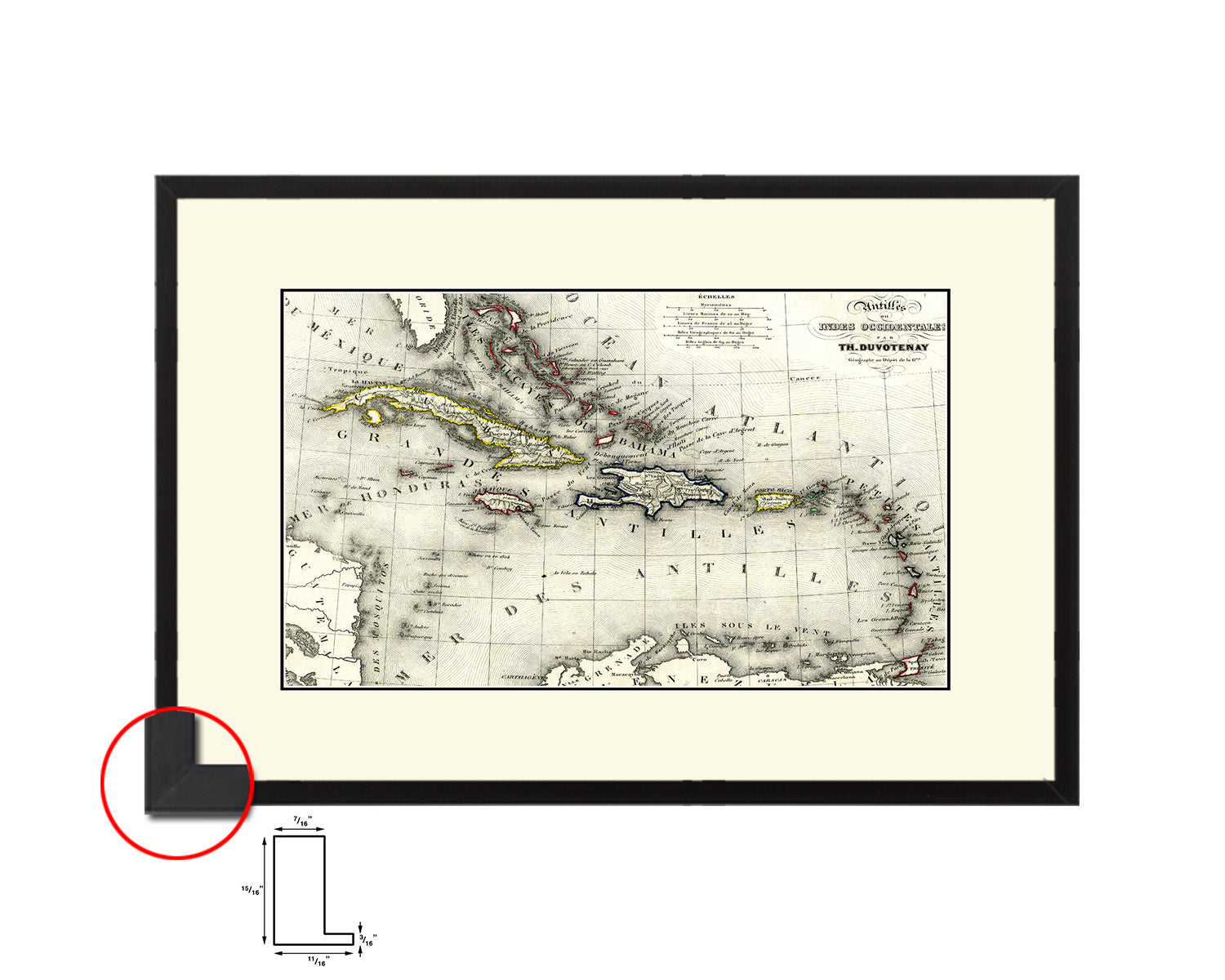 West Indies and Caribbean 1846 Old Map Framed Print Art Wall Decor Gifts