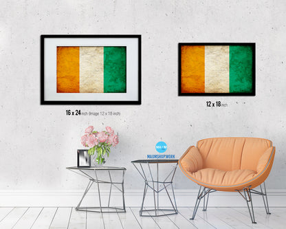 Cote D'Ivoire Country Vintage Flag Wood Framed Print Wall Art Decor Gifts
