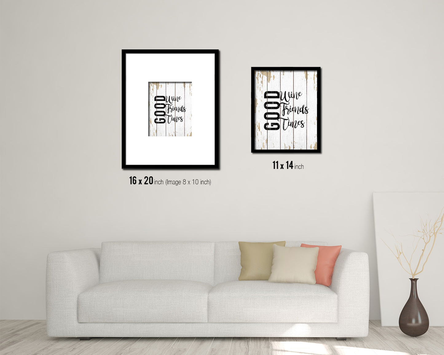 Good wine good friends good times Quote Wood Framed Print Wall Decor Art Gifts