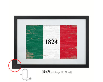 Texas 1824 ALAMO Historical Battle Shabby Chic Military Flag Framed Print Art