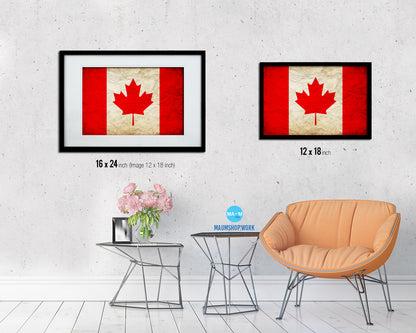 Canada Country Vintage Flag Wood Framed Print Wall Art Decor Gifts