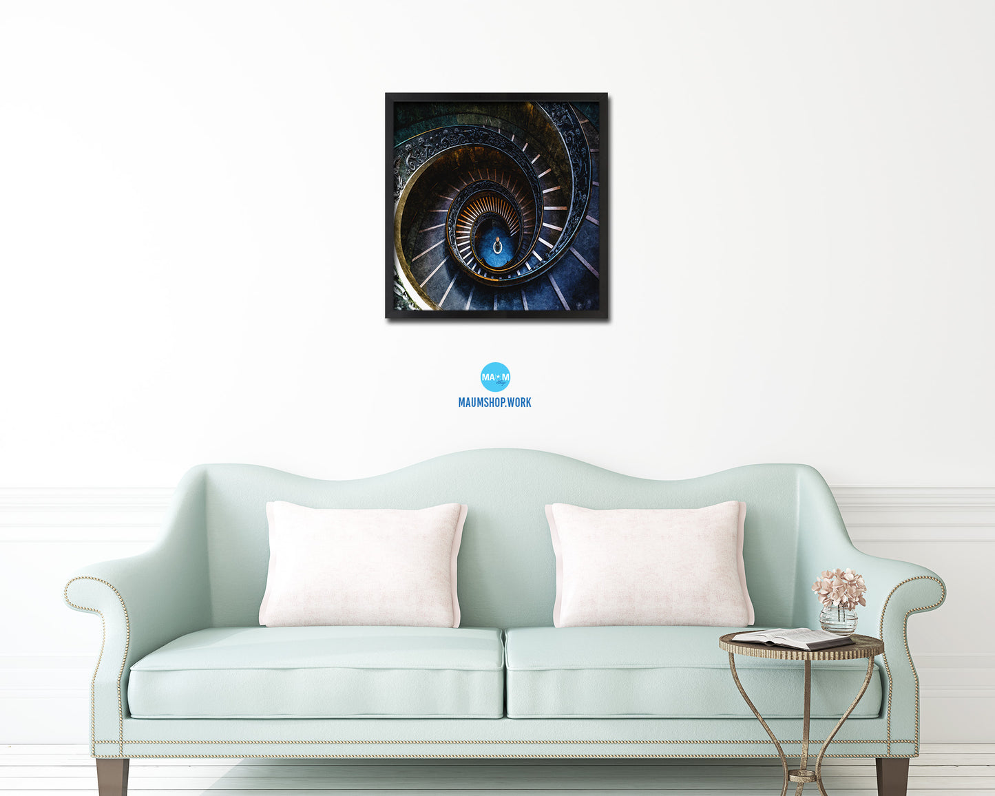 Vatican Museum Vintage Spiral Staircase Wood Framed Print Interior Wall Decor Art Gifts