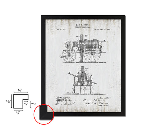 Fire Extinguisher Firefighter Vintage Patent Artwork Black Frame Print Gifts