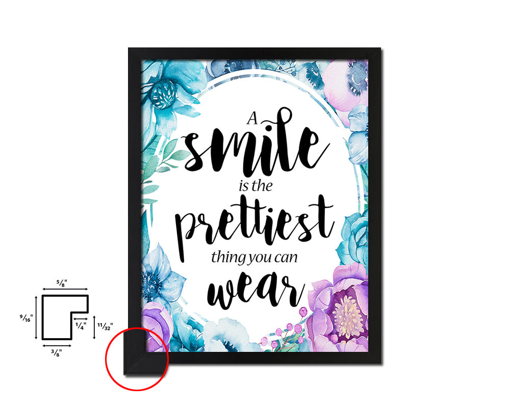 A smile is the best makeup Marilyn Monroe Quote Boho Flower Framed Print Wall Decor Art