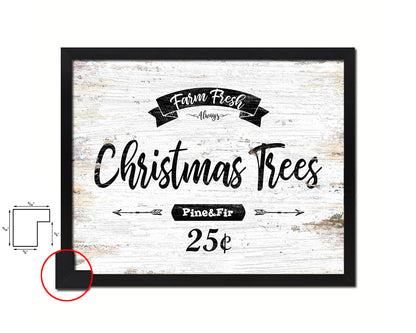 Farm Fresh Christmas Trees Vintage Sign Fine Art Paper Prints Wood Frame Wall Art Decor Gifts