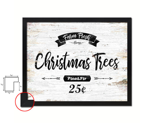 Farm Fresh Christmas Trees Vintage Sign Fine Art Paper Prints Wood Frame Wall Art Decor Gifts