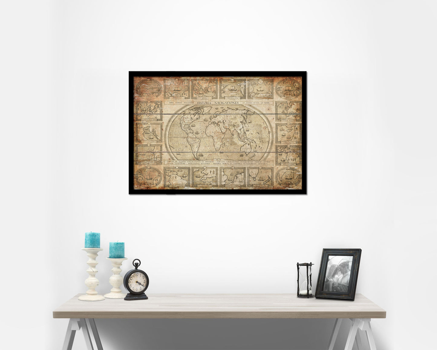 World Antique Map Framed Print Art Wall Decor Gifts