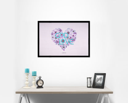 God is love, 1 John 4:8 Bible Verse Scripture Framed Print Wall Decor Art Gifts