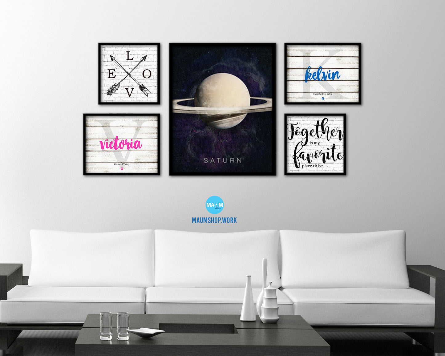 Saturn Planet Prints Watercolor Solar System Framed Print Home Decor Wall Art Gifts