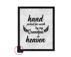 Hand picked for earth by our grandpa in heaven Nursery Quote Framed Print Wall Art Decor Gifts