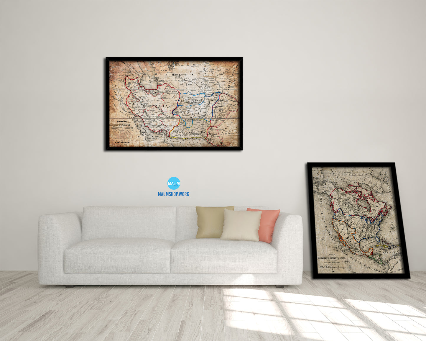 Persia Middle East Iraq Iran Antique Map Framed Print Art Wall Decor Gifts