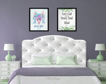 Love God with All Your Heart, Soul & Mind, Matthew 22:37 Bible Verse Scripture Frame Print