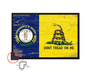 Gadsden Don't Tread On Me Tea Party Kentucky State Shabby Chic Military Flag Framed Print Art