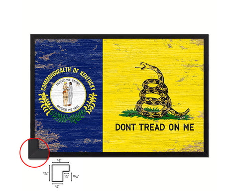 Gadsden Don't Tread On Me Tea Party Kentucky State Shabby Chic Military Flag Framed Print Art