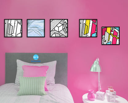 Abstract Aqua Artwork Wood Frame Gifts Modern Wall Decor Art Prints