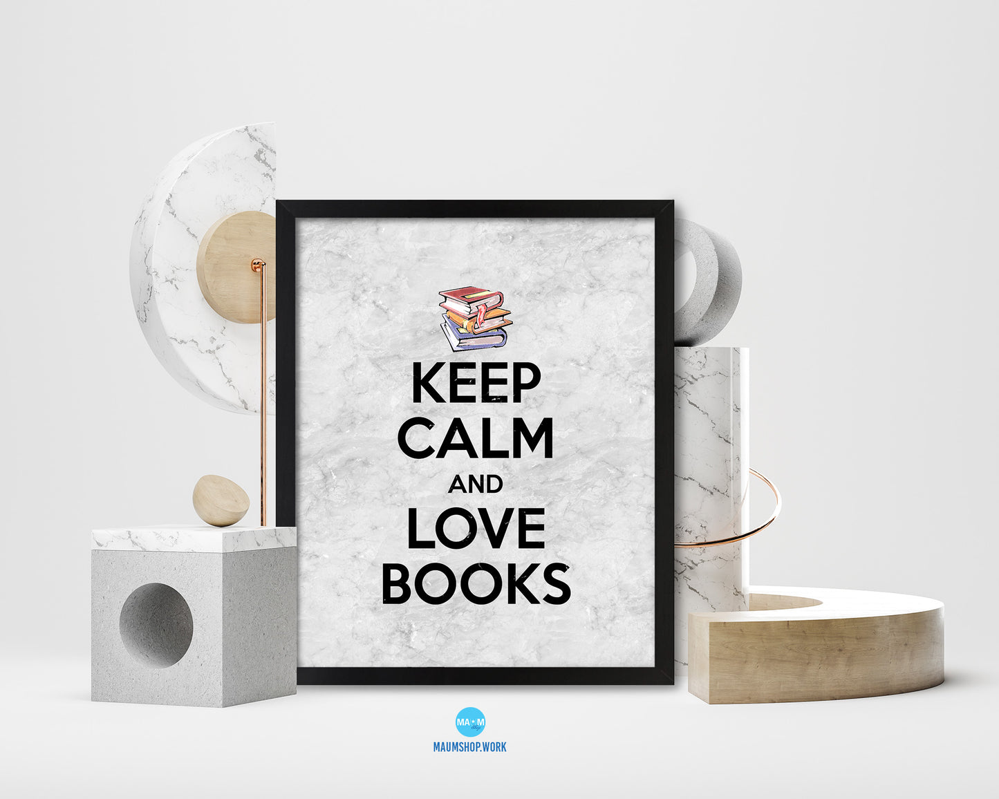 Keep calm and love books Quote Framed Print Wall Art Decor Gifts
