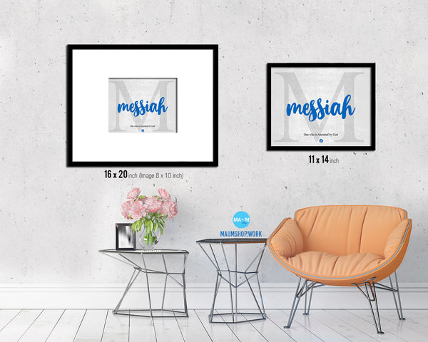 Messiah Personalized Biblical Name Plate Art Framed Print Kids Baby Room Wall Decor Gifts
