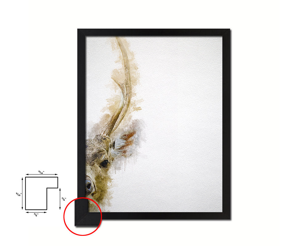 Deer Animal Painting Print Framed Art Home Wall Decor Gifts