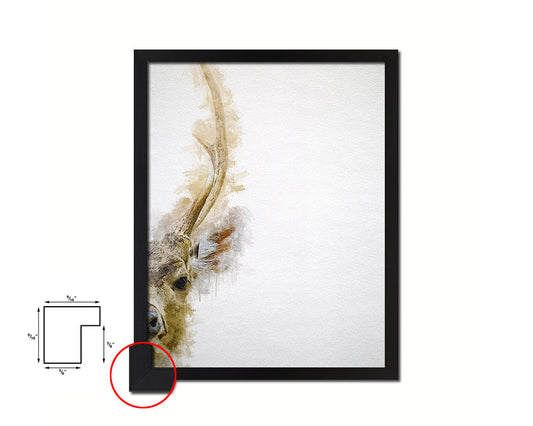 Deer Animal Painting Print Framed Art Home Wall Decor Gifts