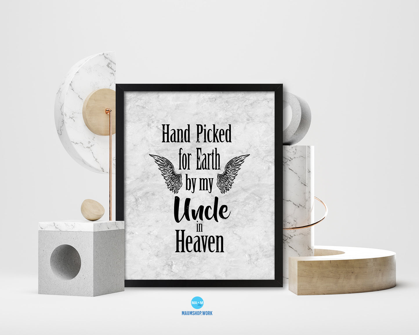 Hand picked for earth by our uncle in heaven Nursery Quote Framed Print Wall Art Decor Gifts