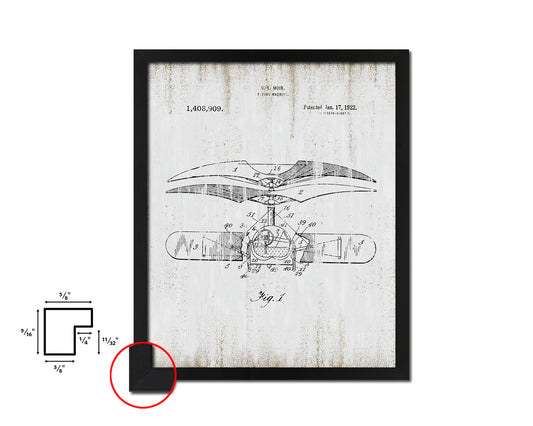 Flying Machine Airplane Vintage Patent Artwork Black Frame Print Wall Art Decor Gifts