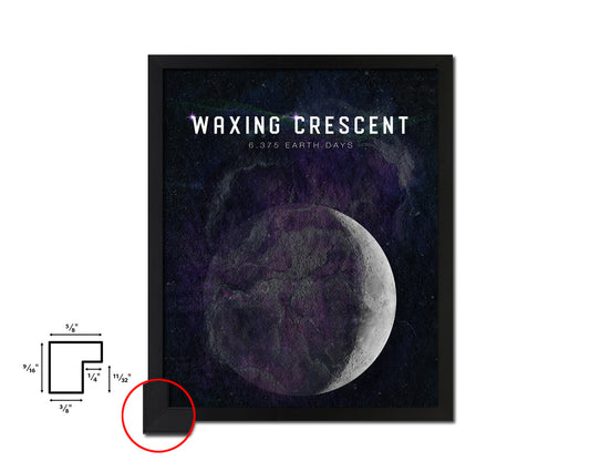 Waxing Crescent Lunar Phases Length of Year Moon Watercolor Nursery Framed Prints Wall Art Gift