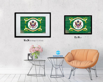 US Army Retired Shabby Chic Military Flag Framed Print Decor Wall Art Gifts