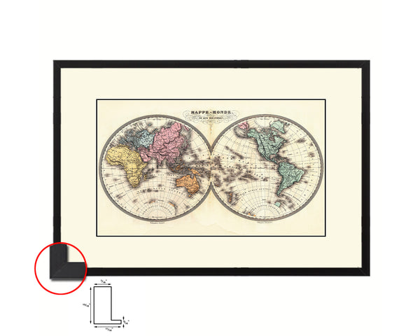 World Weather Storms 1872 Old Map Framed Print Art Wall Decor Gifts