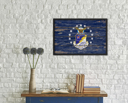 627th Air Base Group Vintage Emblem Flag Wood Frame Paper Print Wall Art Decor Gifts