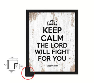 Keep calm the Lord will fight for you Bible Quote Framed Print Home Decor Wall Art Gifts