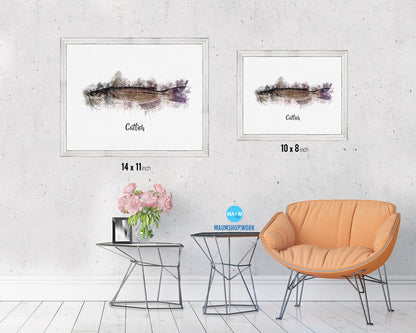 Catfish Fish Framed Prints Modern Restaurant Sushi Bar Watercolor Wall Art Decor