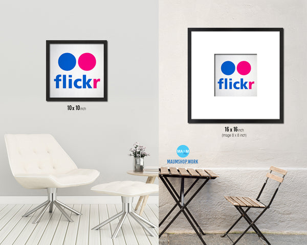 Flickr Social Media Symbol Icons logo Wood Framed Print Home Decor Wall Art Gifts