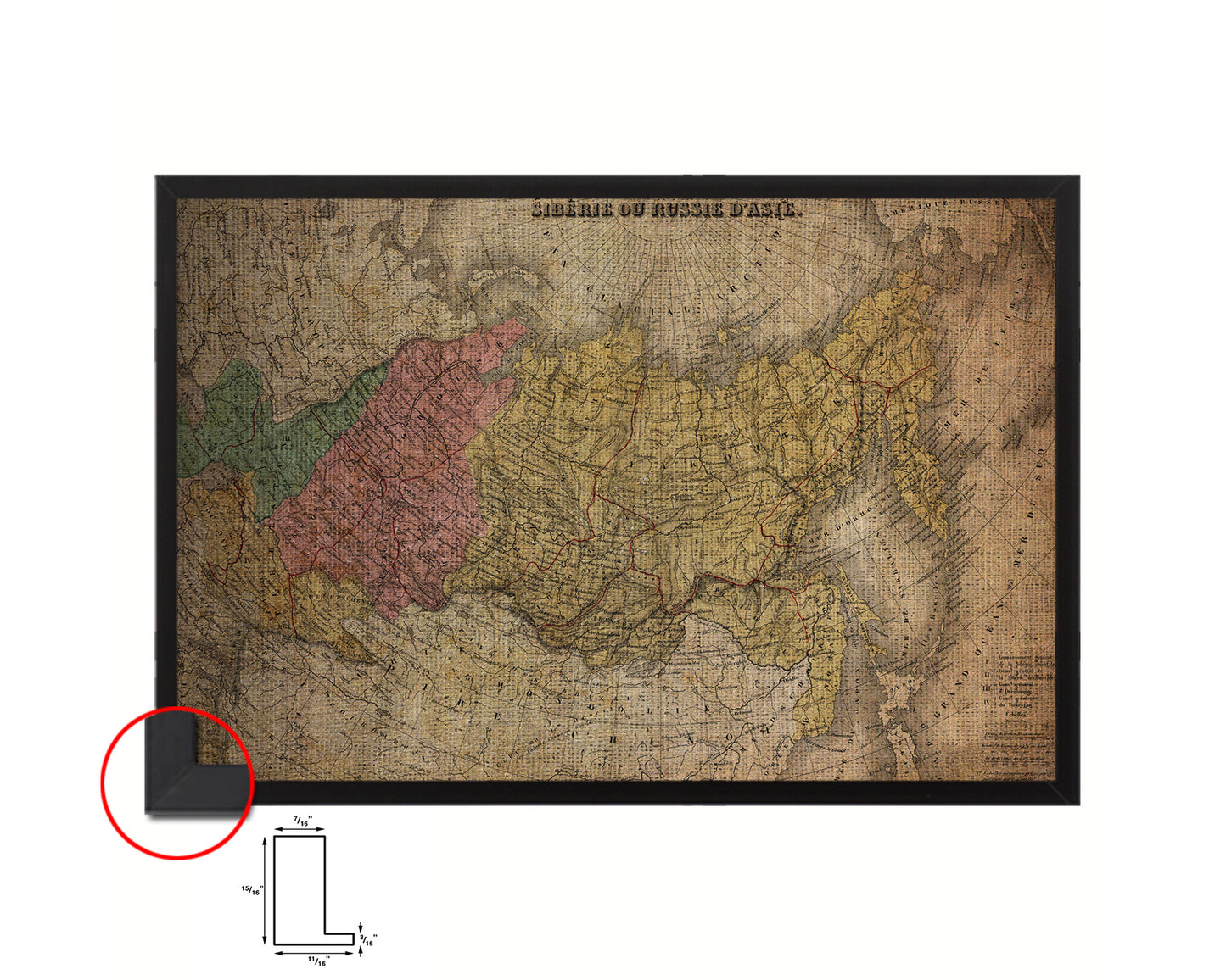 Siberia Russia 1875 Vintage Map Framed Print Art Wall Decor Gifts