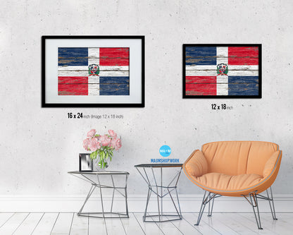 Dominican Republic Country Wood Rustic National Flag Wood Framed Print Wall Art Decor Gifts