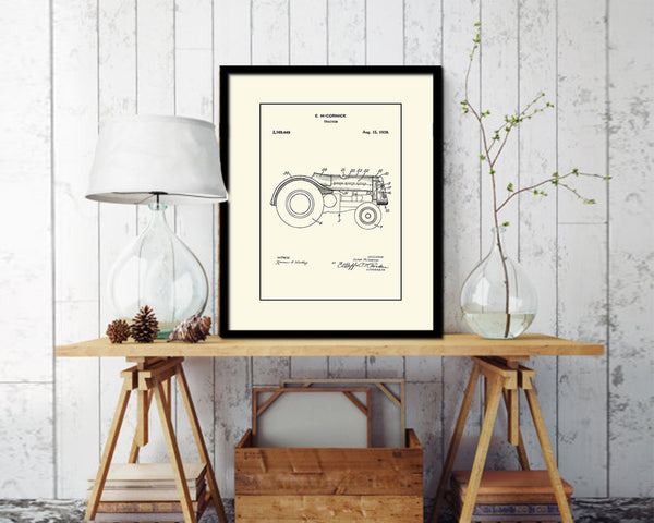 Tractor Home Vintage Patent Artwork Black Frame Print Wall Art Decor Gifts