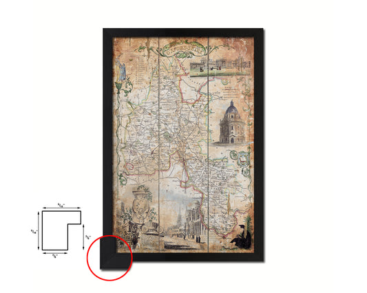 Oxfordshire Antique Map Wood Framed Print Art Wall Decor Gifts
