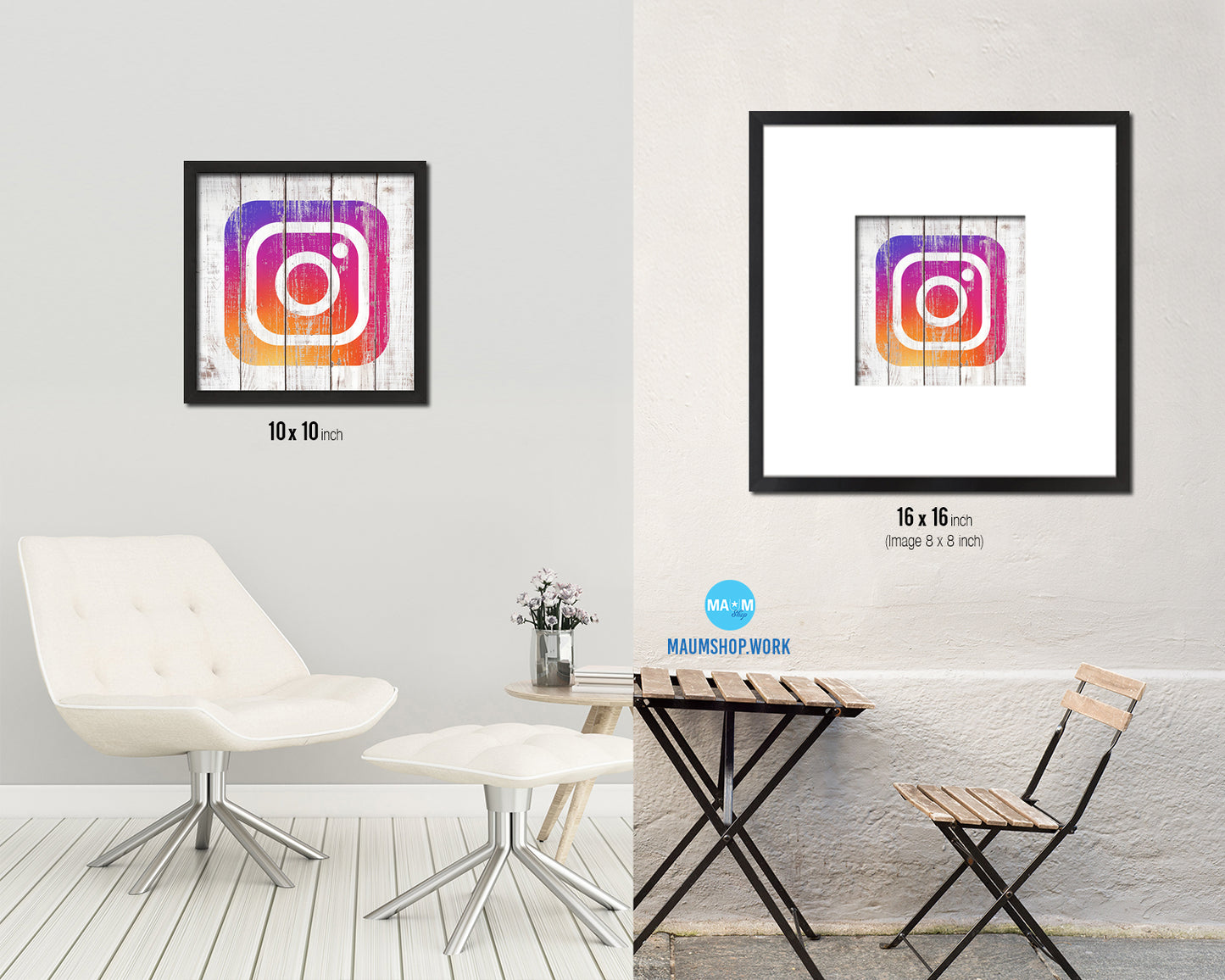 Instagram Social Media Symbol Icons logo Framed Print Shabby Chic Home Decor Wall Art Gifts