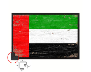 United Arab Emirates Shabby Chic Country Flag Wood Framed Print Wall Art Decor Gifts