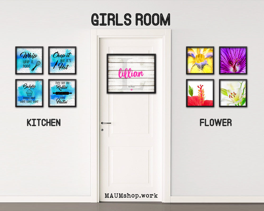 Lillian Personalized Biblical Name Plate Art Framed Print Kids Baby Room Wall Decor Gifts