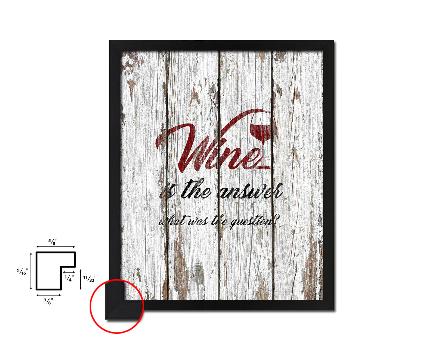 Wine is the answer what was the question Words Wood Framed Print Wall Decor Art Gifts