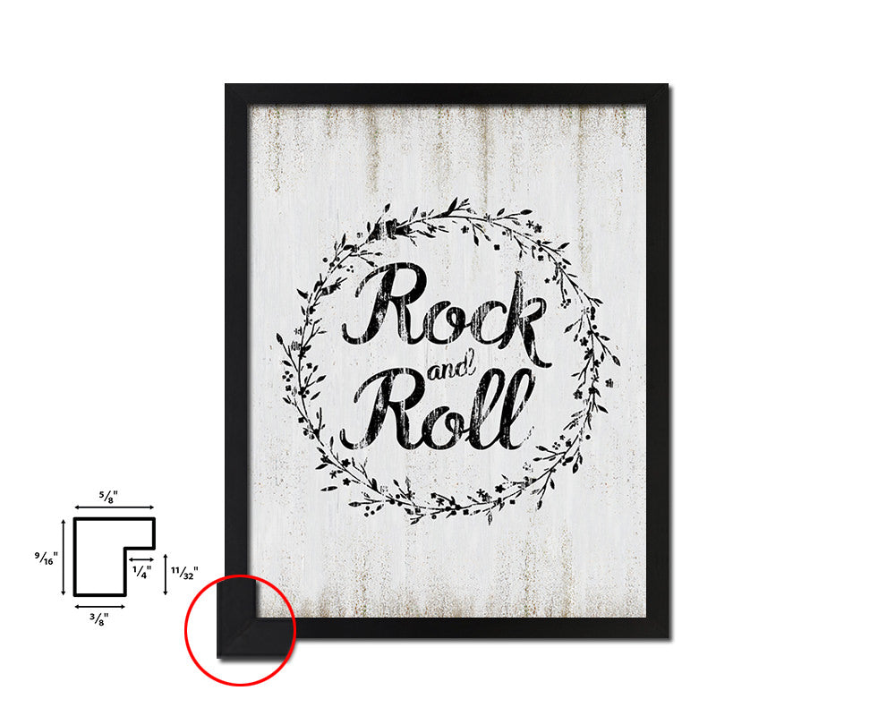 Rock and roll Quote Wood Framed Print Wall Decor Art