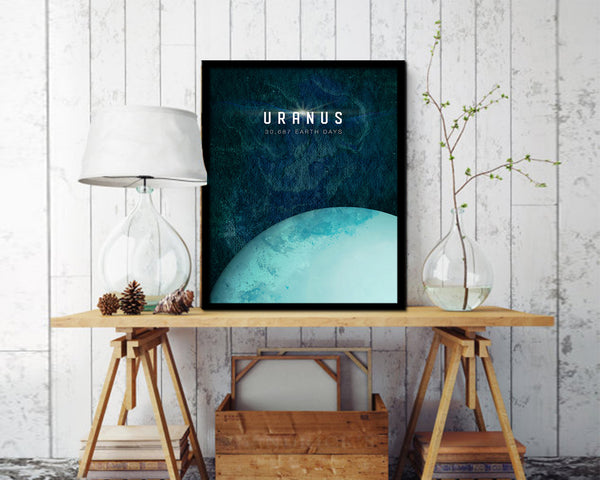 Uranus Planet Prints Length of Year Watercolor Solar System Framed Print Home Decor Wall Art Gifts