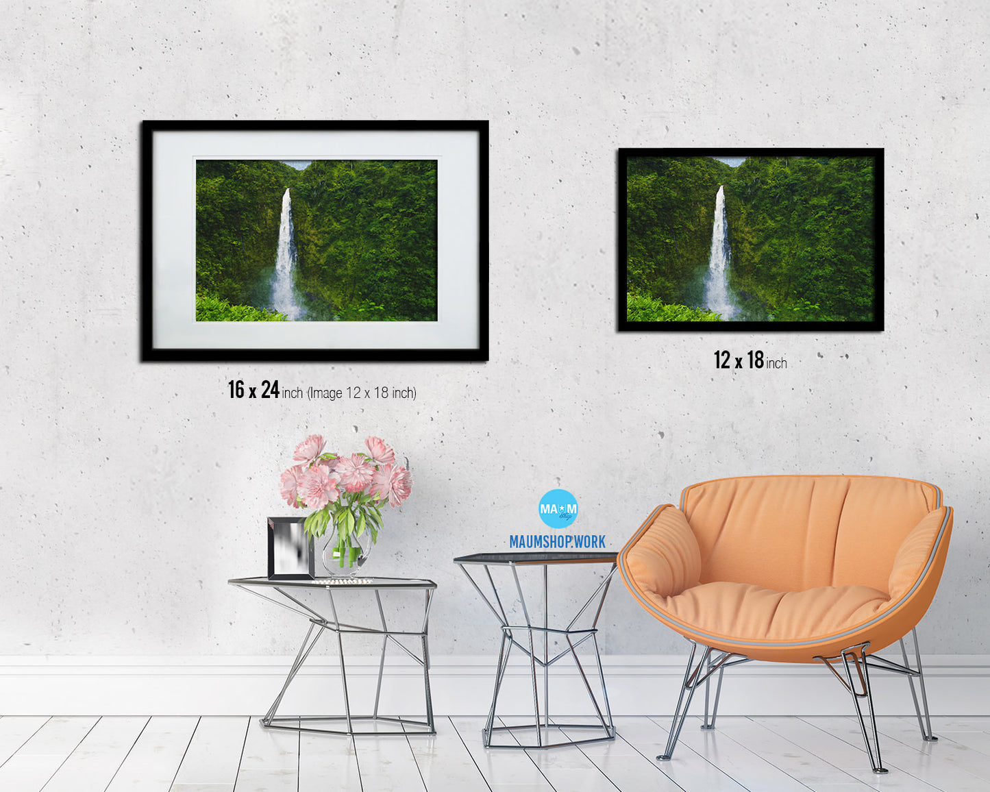 Hilo Hawaii WaterfallBig Island Landscape Painting Print Art Frame Home Wall Decor Gifts