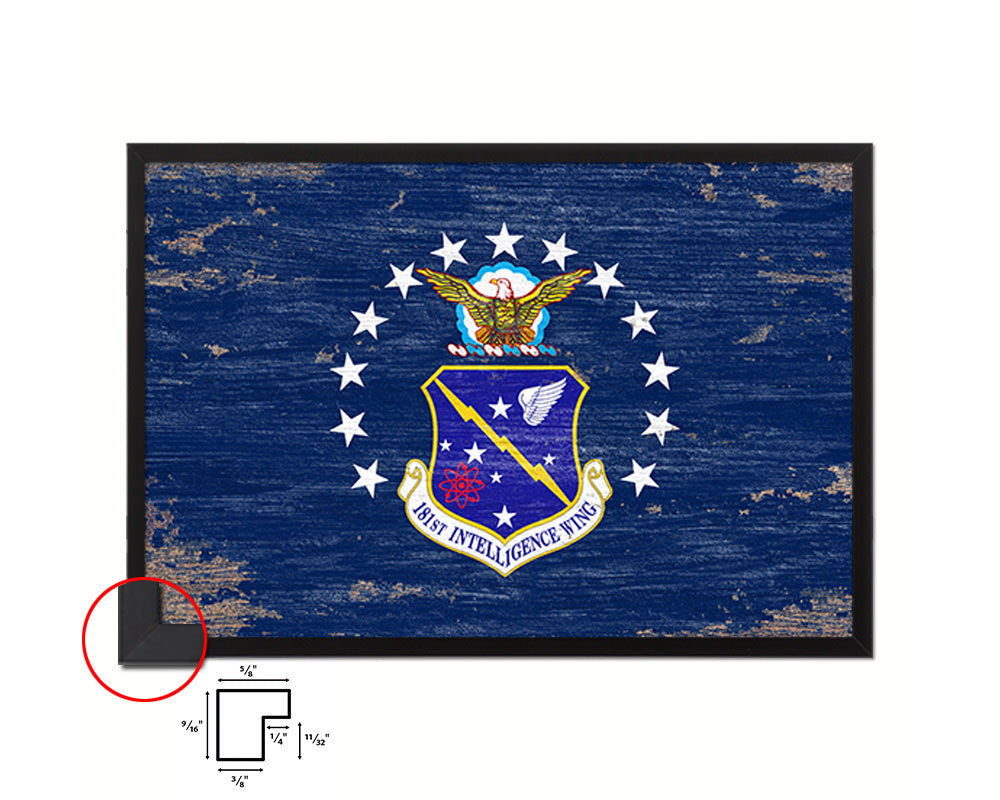 104th Fighter Wing Shabby Chic Emblem Flag Wood Framed Prints Wall Art Decor Gifts